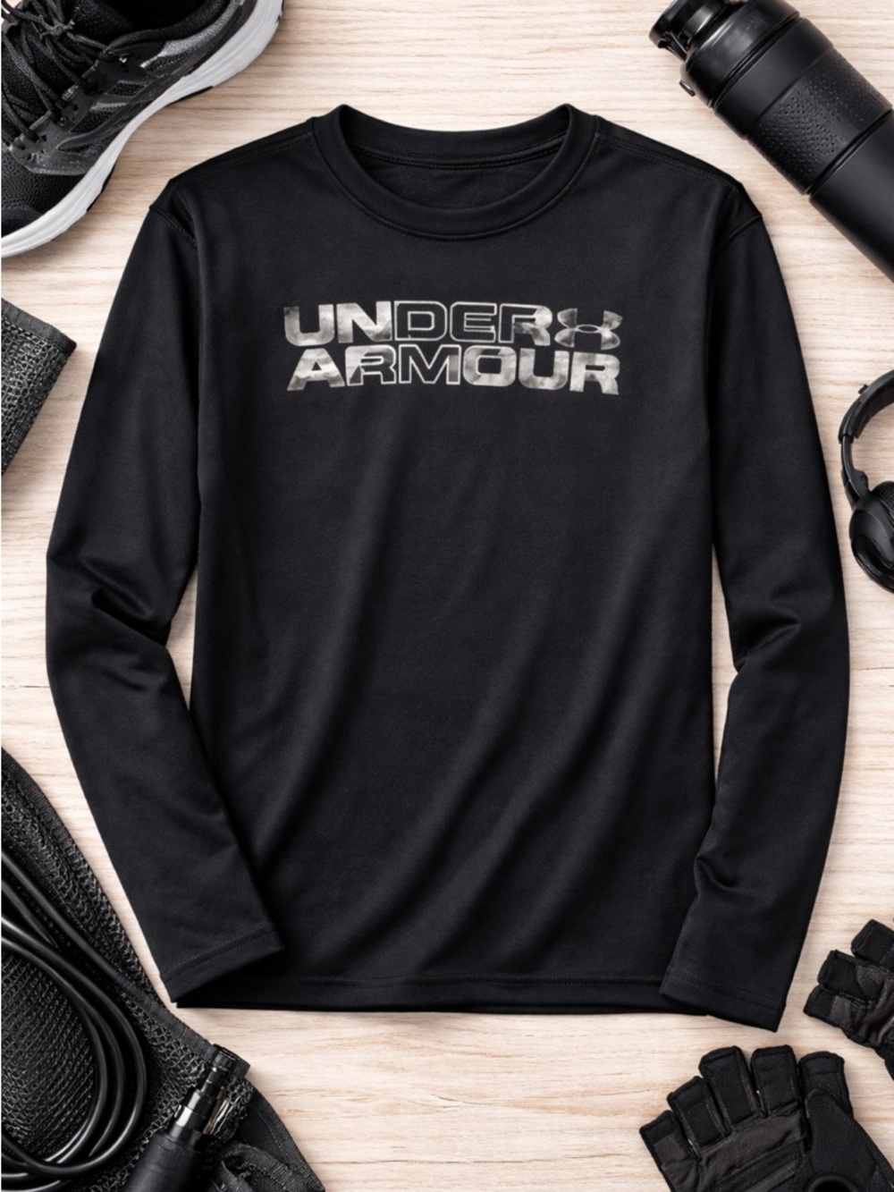 Under Armour Black Long-Sleeve Performance Logo Tee